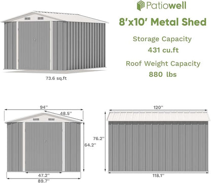 Patiowell 8x10 FT Outdoor Storage Shed - Image 9
