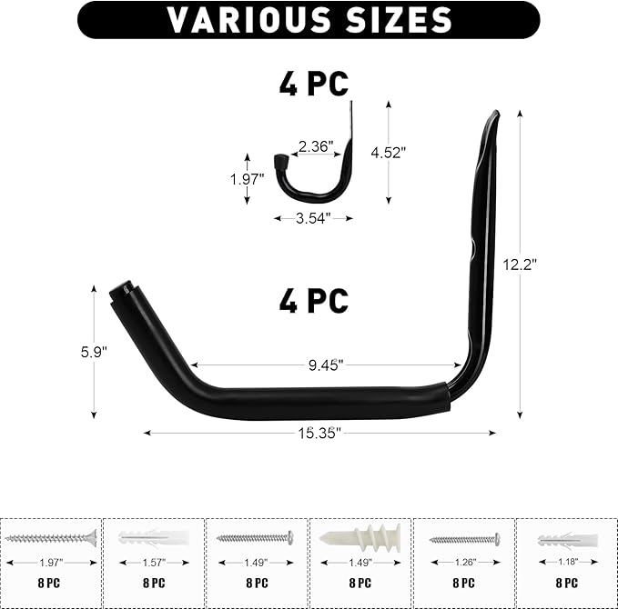 KURUI Heavy Duty Kayak Storage Rack, 100 LB Wall Mount Hooks - Image 3
