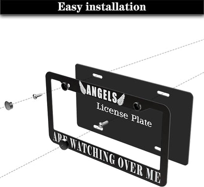 Car Plate Frames Black and White License Plate Protector Angels are Watching - Image 7