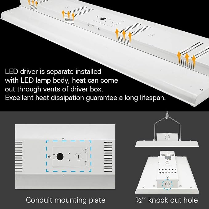 2 Pack 2 FT Linear LED High Bay Light 165W 22400 Lumens - Image 5