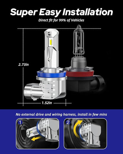 AUTOONE H8 H9 H11 Light Bulbs, Direct H11 Replacement 16000LM Fog Light - Image 7
