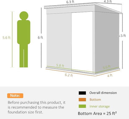 Outsunny 6' x 4' Outdoor Storage Shed, Metal Garden Tool Shed - Image 7