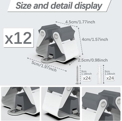3-H Broom Holder Wall Mount 12 Pack, Mop and Broom Holder Wall Mount - Image 3