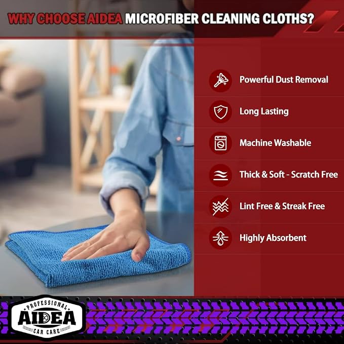 AIDEA Microfiber Cleaning Cloth 10PK, Micro Fiber Cloth - Image 3