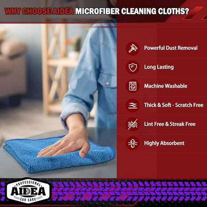 AIDEA Microfiber Cleaning Cloth 10PK, Micro Fiber Cloth - Image 3