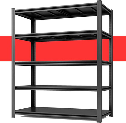 84" H x 55.12" W 5 Tier Metal Garage Shelves, 3000 LBS Heavy Duty Adjustable by SYLOUGH