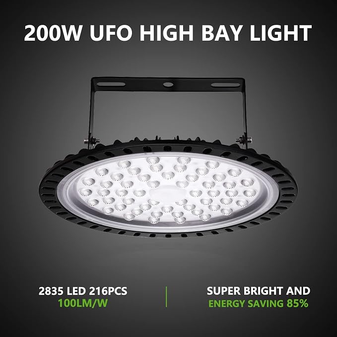 Viugreum 10 Pack 200W UFO LED High Bay Light, 20000LM 6500K Daylight White LED - Image 7