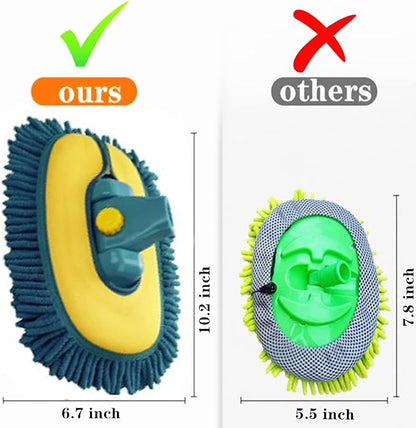 Car Wash Brush with Long Handle, Car Wash Mop Mitt with 2 Replacement Head - Image 2
