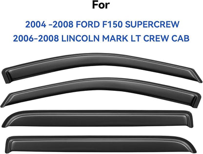 Window Visors Rain Guards for 2004 2005 2006 2007 2008 Ford F150 SuperCrew - Image 3