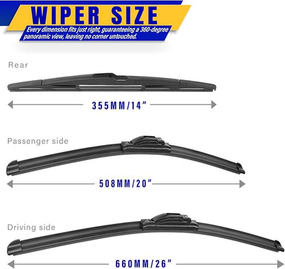 3 wipers Replacement for 2007-2014 Ford Edge/2007-2015 Lincoln MKX, Windshield - Image 2