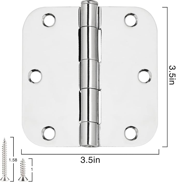 18 Pack Interior Door Hinges Polished Chrome 3.5 inch X 3-1/2" 5/8 Radius - Image 5