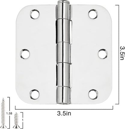 18 Pack Interior Door Hinges Polished Chrome 3.5 inch X 3-1/2" 5/8 Radius - Image 5