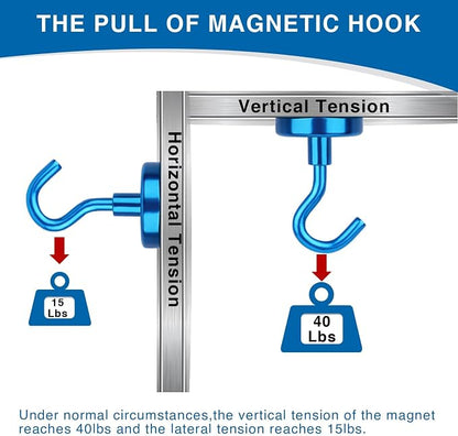 LOVIMAG Magnetic Hooks for Cruise Cabins, 40lbs Blue Magnetic Hooks for - Image 4