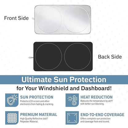 Foldable Windshield Sun Shade for Car – 240T Reflective UV and Heat Shield - Image 3