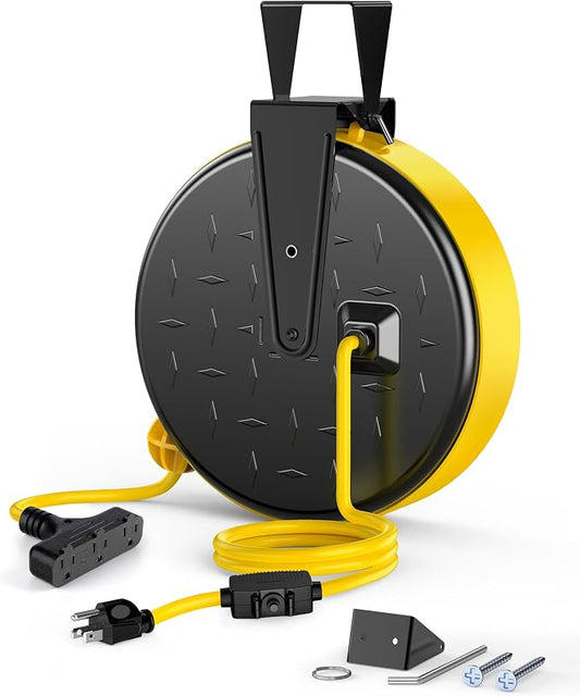 DEWENWILS 30 Ft Retractable Extension Cord Reel, Ceiling/Wall Mount 16/3 Gauge by DEWENWILS