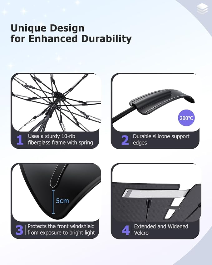 2025 Upgrade Car Windshield Sun Shade Windshield Sunshade Umbrella Protect Car - Image 9