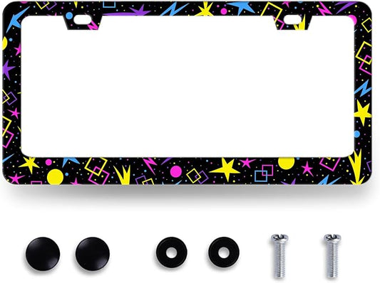 Psychedelic Stars License Plate Frame Colorful Galaxy License Plate Holder by RNKATIH