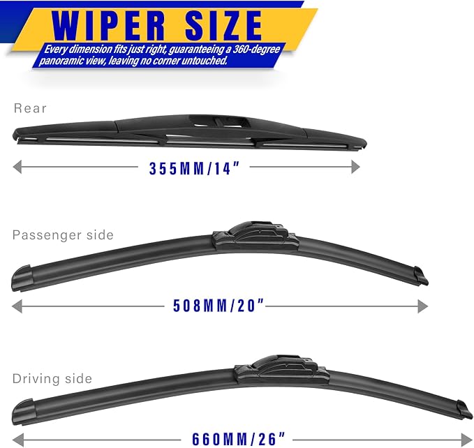 3 wipers Replacement for 2014-2020 Acura MDX, Windshield Wiper Blades Original - Image 2