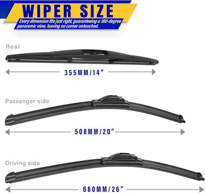 3 wipers Replacement for 2014-2020 Acura MDX, Windshield Wiper Blades Original - Image 2