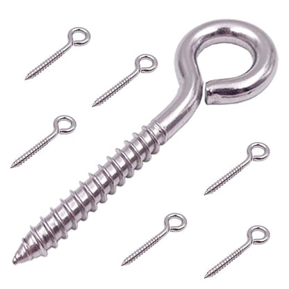 6-Pack 304 Stainless Steel Screw Eyes 3.2", Heavy Duty Screw in Eye Hooks Ring by ZUSFUL