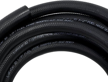 LokoCar Rubber Fuel Hose Line Push Lock 1/2" ID SAE 30R7 NBR 25ft 300PSI Black - Image 2