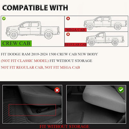 G-PLUS Floor Mats Fit for 2019-2024 Dodge Ram 1500 Crew Cab New Body Without - Image 2