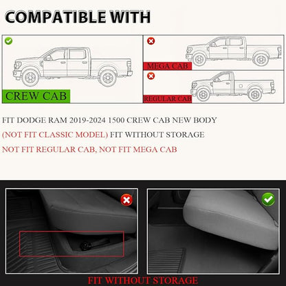 G-PLUS Floor Mats Fit for 2019-2024 Dodge Ram 1500 Crew Cab New Body Without - Image 8