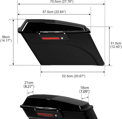 XFMT Glossy Black Hard Saddlebags W/ 6x9 Speaker Lids Black Latches - Image 4