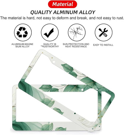 Watercolor Green Palm Leaves License Plate Frames - Image 3