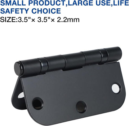 3 Pack Rounded Matte Black Door Hinges 3.5 Inch 5/8" Radius No Squeak Ball - Image 6