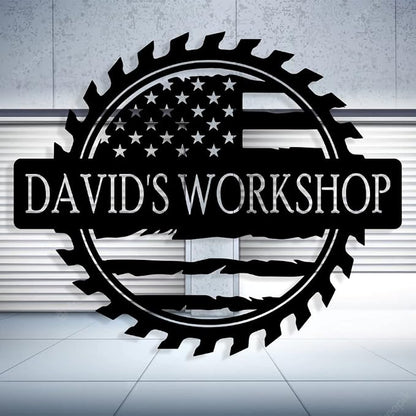 Custom American Flag Metal Shop Sign Gift - Image 2