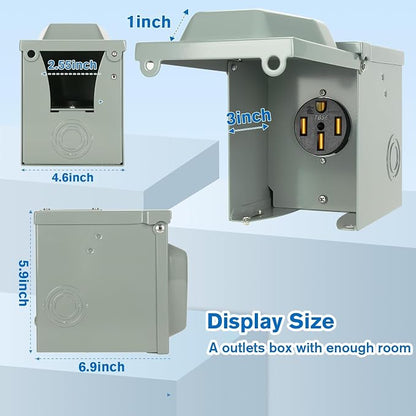 50 Amp RV Power Outlet Box, 125/250 Volt NEMA 14-50R Receptacle, Lockable - Image 6