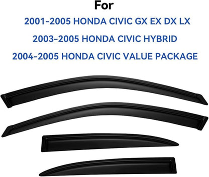 Window Visors Rain Guards for Honda Civic 2001 2002 2003 2004 2005, Out-Channel - Image 2