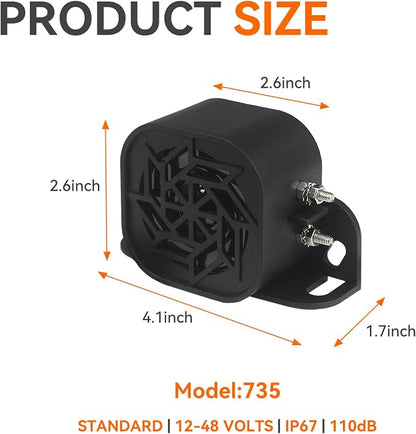 735 Back-up Alarm 12V-48V 110dB IP67 Waterproof Dust-Proof Reversing Warning - Image 3