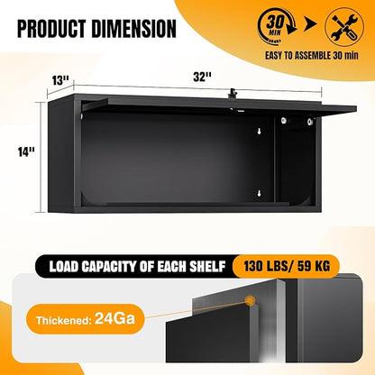 Small Wall-Mounted Locking Cabinet Metal Garage Storage Cabinet Hanging - Image 3
