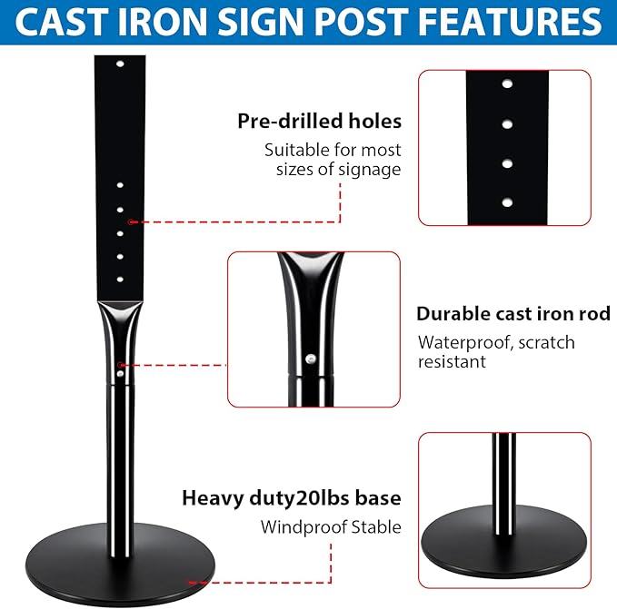 2Pack Heavy Duty Parking Sign Post - Image 5