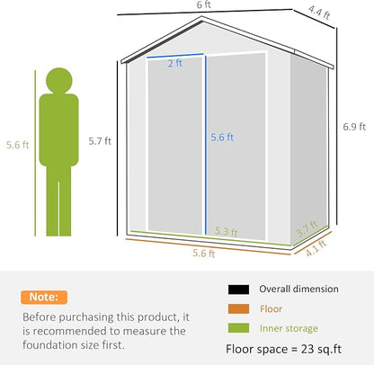 Outsunny 6' x 4.5' Outdoor Storage Shed, Plastic Shed - Image 7