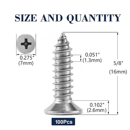 #6 x 5/8" Wood Screw 100Pcs 18-8 Stainless Steel Screws Flat Head Phillips Fast - Image 2