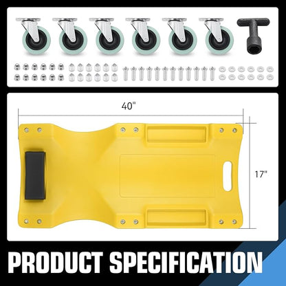 DNA MOTORING 40" L X 19" W Vehicle Repair Low Profile Plastic Rolling Garage - Image 2