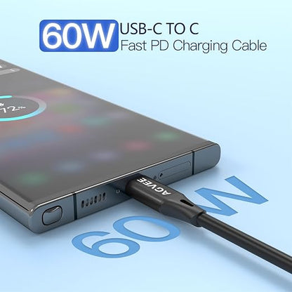 AGVEE 2 Pack 3ft Coiled Short USB-C to USB-C Charging Cable 60W PD Fast Charger - Image 2