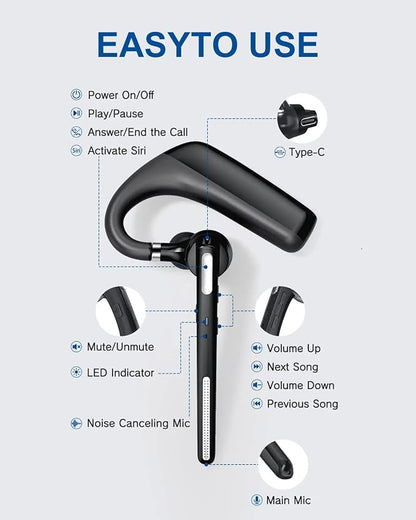 Bluetooth Headset V5.4, Wireless Bluetooth Earpiece - Image 8