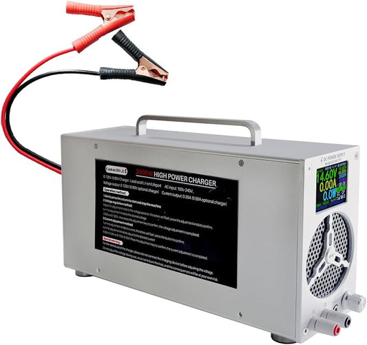 High Power Battery Charger, 0-120V Upgraded Design LifePO4 Battery Charger by Capacity.Li