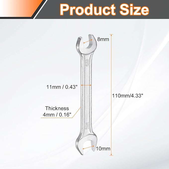 HARFINGTON Double Open End Wrench 8mm x 10mm Metric 15 Degree Offset Angle - Image 2