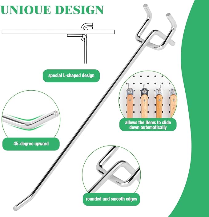 50Pcs 8"/20CM Pegboard Hooks Assortment Set, Metal Peg Board Hooks - Image 4