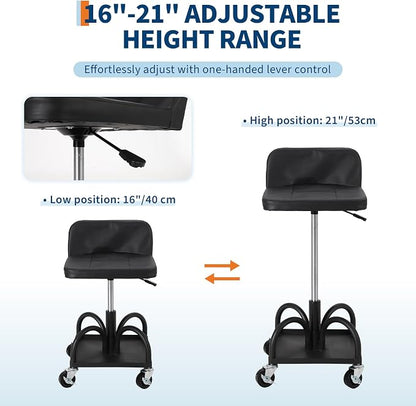 Garage Stool, 19”-25” Adjustable Rolling Mechanic Stool - Image 4