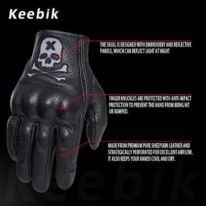Goatskin Leather Motorcycle Motorbike Powersports Racing Gloves Reflective - Image 2