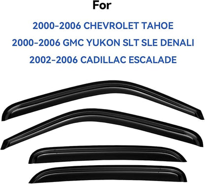 Window Visors Rain Guards for Chevy Tahoe/GMC Yukon 2000-2006, Out-Channel - Image 2