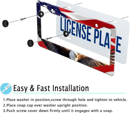 Eagle American Flag License Plate Frame, US Flag Car Tag Frame Holder Covers - Image 8