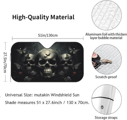 Skull Car Sun Shade Windshield Sunshade Foldable Front Window Shield Cover - Image 3