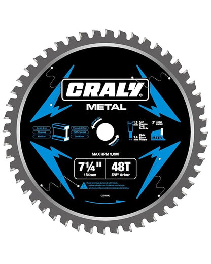 CRALY 7-1/4 Inch 48 Teeth Steel and Ferrous Metal Cutting Circular Saw Blade by CRALY